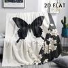1Pc 2D FLAT Ink Black White Print Flannel Blanket,High quality Comfortable for All Seasons,Home Decor,Warmth and Comfort,Perfect for Christmas Gifts