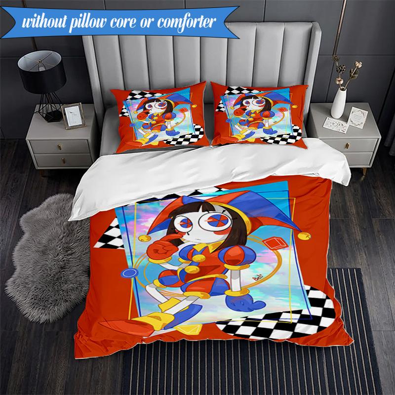 3PCS Digital Circus Adventure Bedding Set,Including 1pc Duvet Cover And 2pcs Pillowcases Perfect for Bedroom, Dormitory, Fan Christmas gift