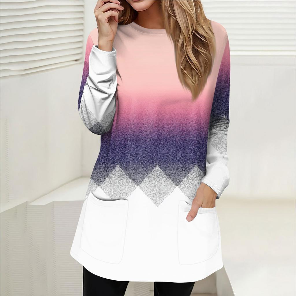 Женская толстовка, пуловер, спортивная одежда, карман, принт, повседневный топ с круглым вырезом и длинными рукавами