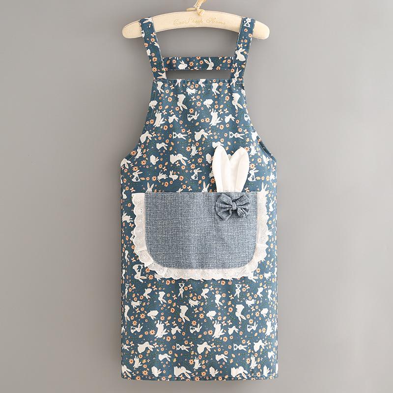 2025 Canvas Apron Women Cute Home Kitchen Anti-fouling Wear-resistant Breathable Cooking Apron Workwear with Large Pocket