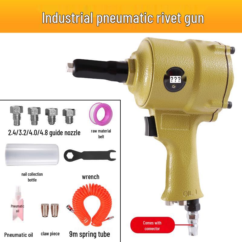 Pneumatic Aluminum Rivet Gun, Pistol-Type Self-Priming Riveting Tool