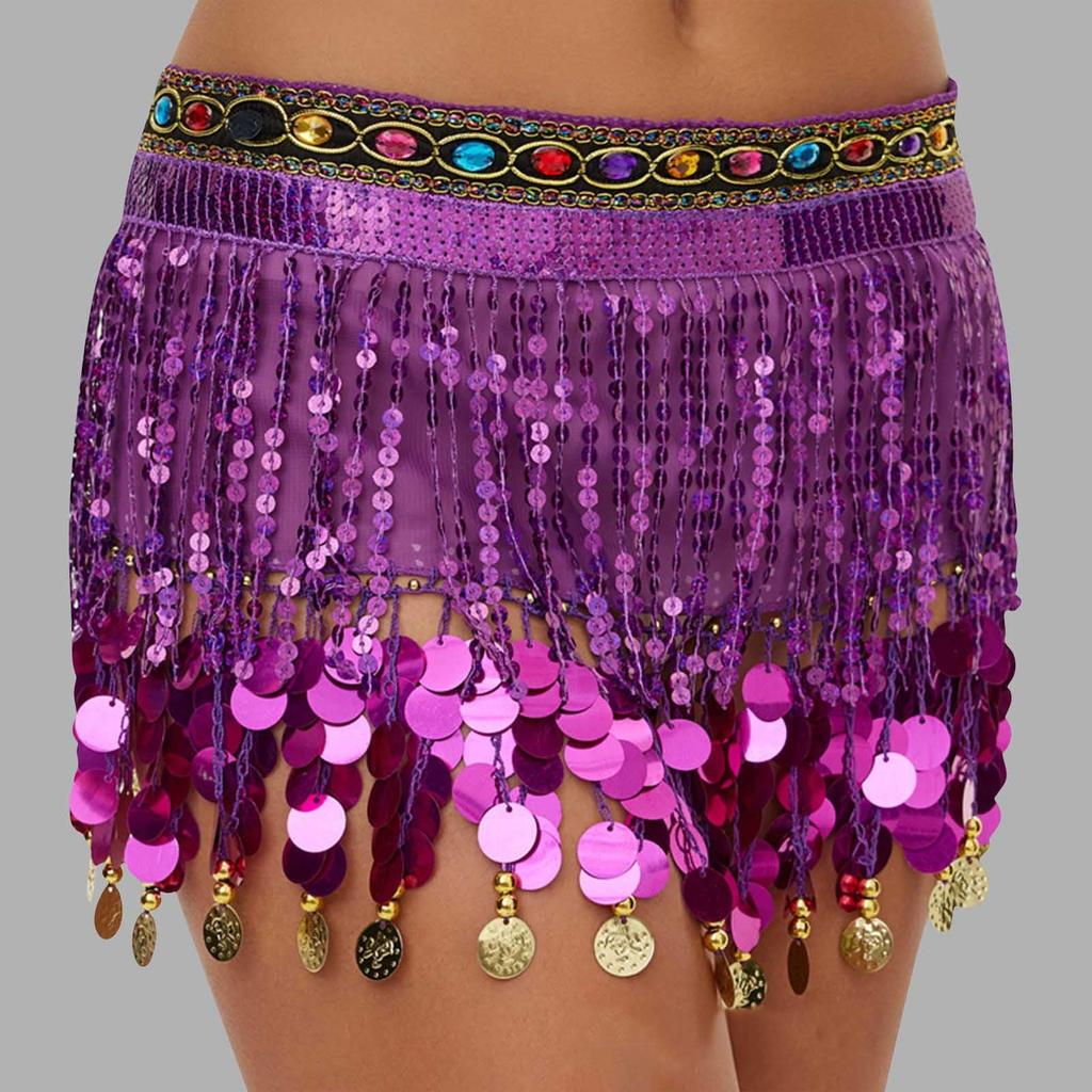 Женская сексуальная юбка с высокой талией, расшитая пайетками, поясные аксессуары, шарф для танца живота с пайетками