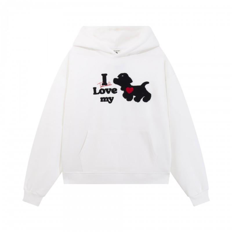 Mens Oversized Hoodie With Embroidered Cartoon Dog Design Vintage American Style Casual Sweatshirt Fall