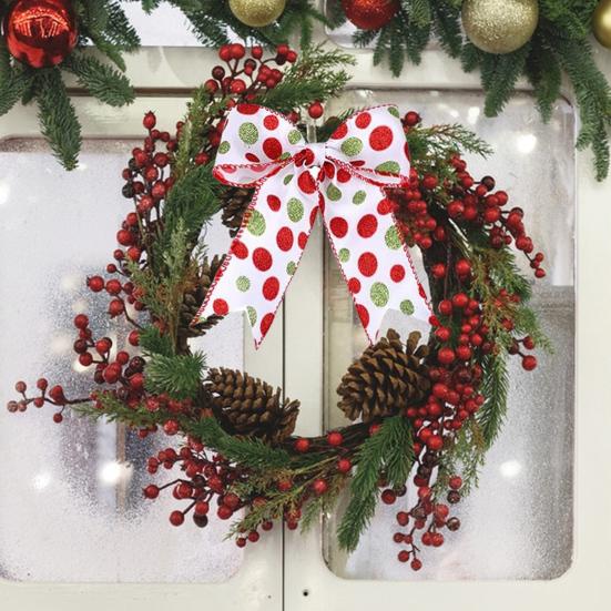 5 ярдов Рождественская проволочная лента 2,48" Красно-зеленая в горошек/полоску/завитушку Рождественская упаковочная лента для рождественской елки, венка, банта, упаковки подарков, DIY поделок