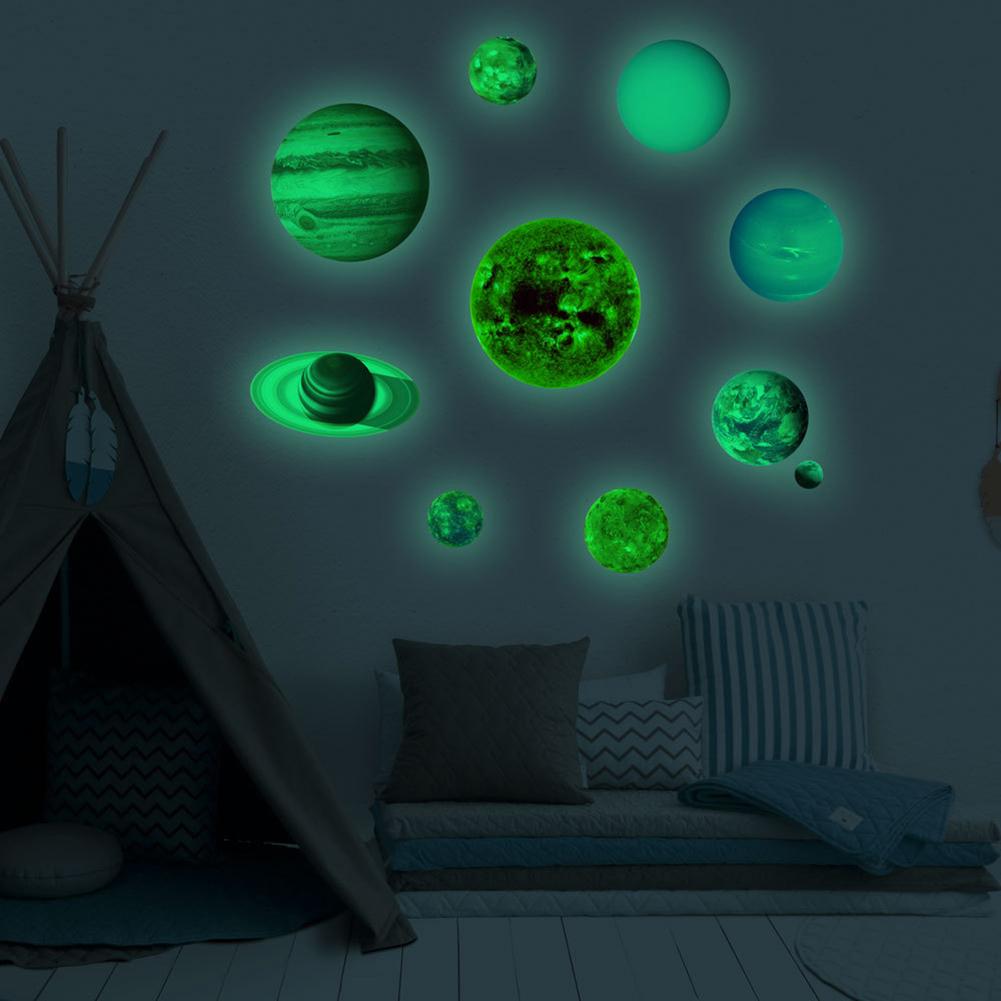 Luminous Solar System Themed Glowing Wall Sticker Home Decor for Children Room Bedroom  less than br more than