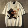 Harajuku Oversized T-shirt High Quality 200G 100% Cotton Tee Shirt 2025 Summer Funny Cartoon Cat Print T Shirt for Women Clothes Y2k Tops Streetwear