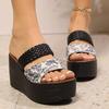Fashion 2025 Women's Wedge Heel Slippers New PU Leather Elegant Fashion Pattern Design Casual Open-toe Summer Thick-soled Sandals