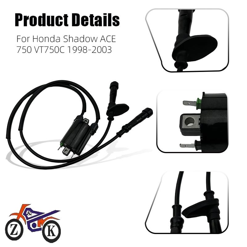 1PCS Ignition Coil For HONDA Shadow 750 VT750 Aero Spirit 750 1998-2019 Motorcycle Part Replacement 30701-MF5-000 30510-MM8-003