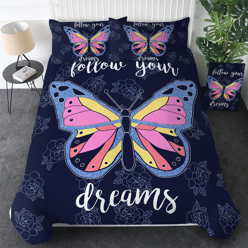 Комплект постельного белья Flying Butterflies, комплект постельного белья из коллекции Butterfly Queen King, полноразмерный, цветной, мягкий, из полиэстера, покрывало