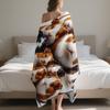 Rabbit fur flower pattern Flannel printed blanket suitable for all seasons suitable for living room office sofa and travel