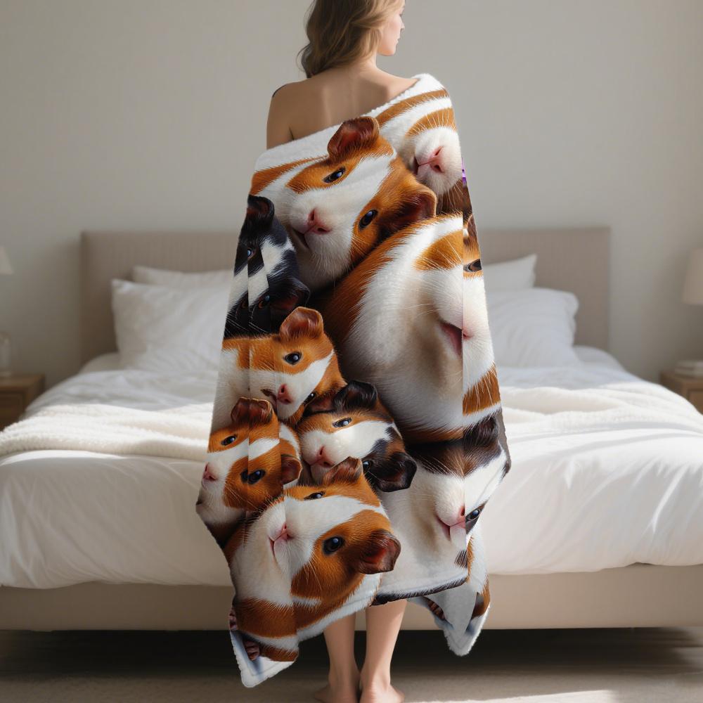 Rabbit fur flower pattern Flannel printed blanket suitable for all seasons suitable for living room office sofa and travel