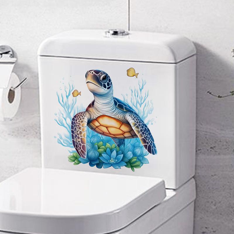 Photo of Turtle Toilet Sticker Ceramic Tile Water Tank Decoration Self-adhesive Sticker