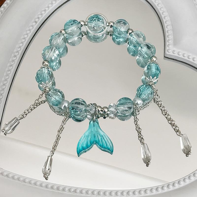 Корейский Розовый Цветы Подвеска-бабочка Браслет из бусин для женщин Сладкие Бусины Цепочка Браслеты Подарки Ювелирные изделия для девушки