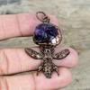 African Amethyst Rough Pendant Electroformed Copper Pendant Handmade Pendant Very Pretty Gemstone Jewelry Honey Bee Pendant Anniversary Gift