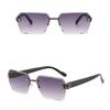 Photochromic Sunglasses Men Women Rimless Square Sun Glasses Leopard Head Metal Frame UV Protection Outdoor Sunscreen Eyewear