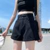Pants Classic and Minimalist Fashion Versatile Thin Female High-waisted Double-breasted Thin Loose Wide-legged Pants Rolled Son Summer Denim Shorts
