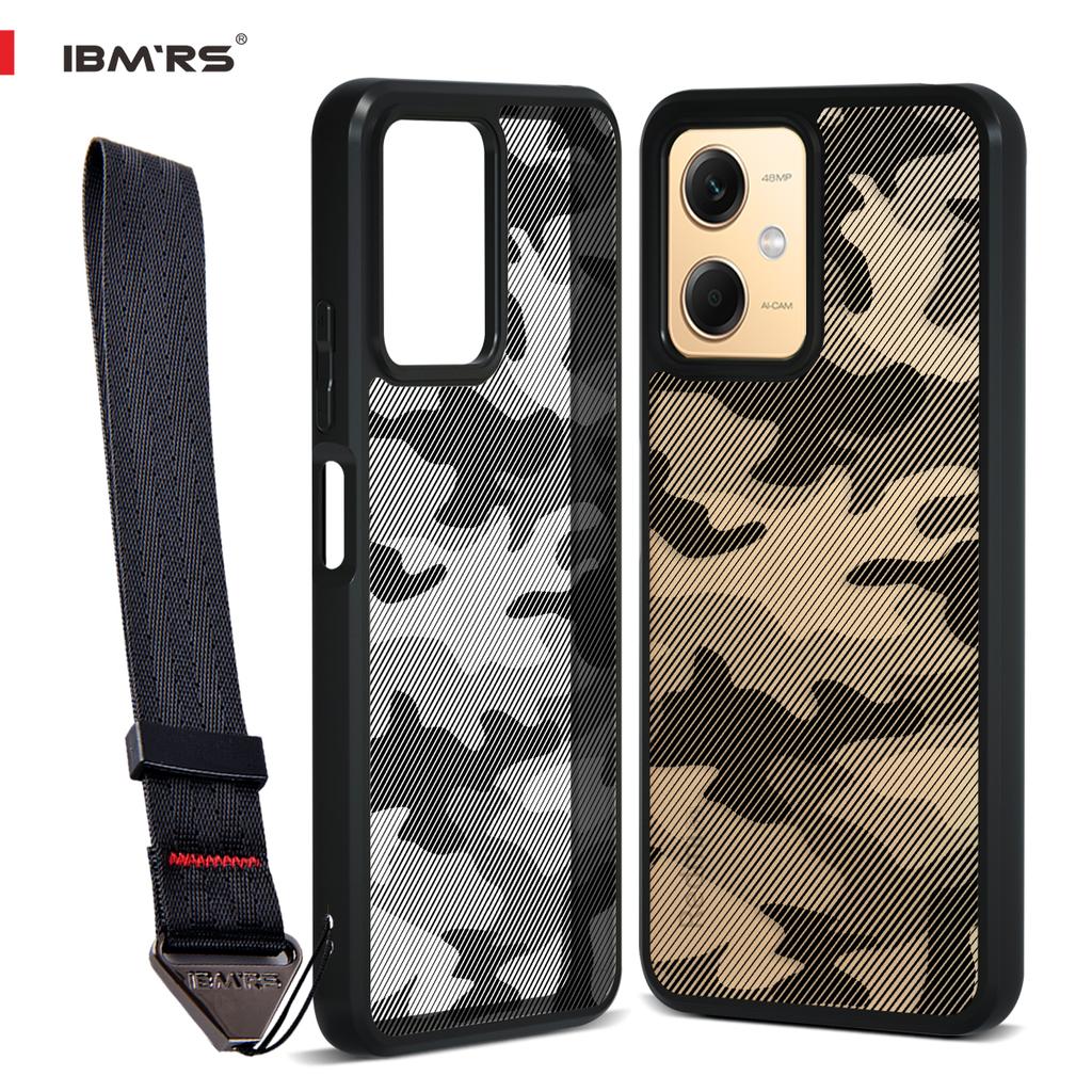 (Comes with Wrist Strap)ibmrs for Xiaomi Note12/12R Pro/POCO X5 5G Case,camouflage Lear Transparent Shell