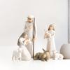 Craft Decoration Baby Jesus Manger ,Resin Ornament Hand Painted Decor Nativity Figures Statue Set