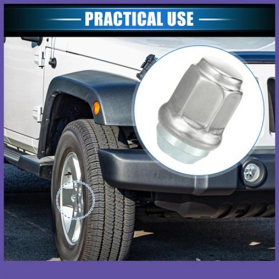 FIVE Wheel Lug Nuts Tire Lugnuts Silver Tone for Jeep Wrangler Liberty