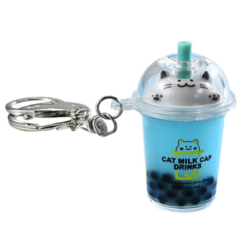 Подвеска Cat Bubble Tea, мультяшный чай с молоком, кулоны, брелоки, модные акриловые брелоки, украшения для рюкзаков и телефонов
