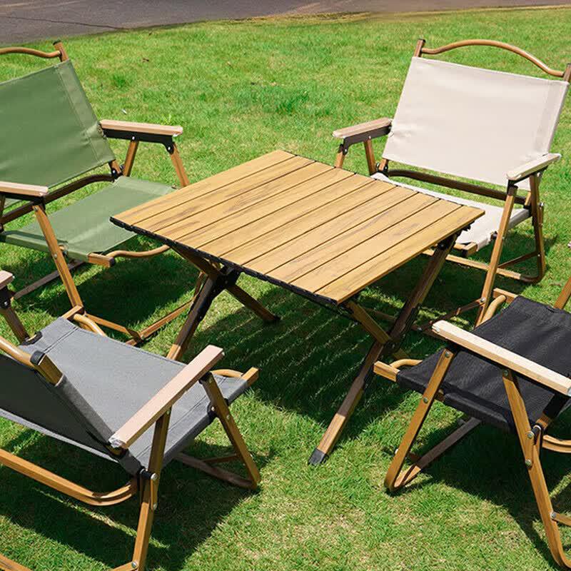 Makizaza Wood Grain Folding Roll-Up Camping Table
