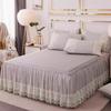 Simple Solid Color Princess Bedspread Single Piece Lace Edge Simmons Protective Cover Household Dustproof Bed Covers