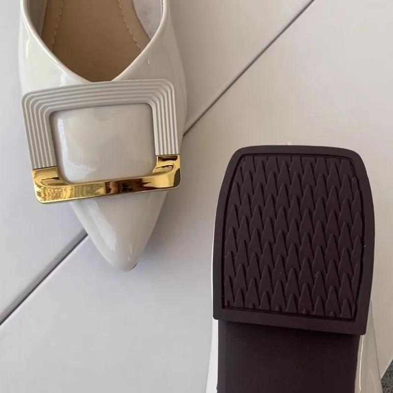 Черные туфли с острым носком на плоской подошве из лакированной кожи Joker, удобные туфли Lok Fu на мягкой подошве, женские туфли больших размеров