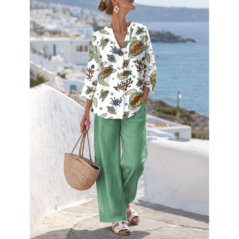 Новый европейский и американский стиль, без рукавов, с цифровой печатью, широкие брюки, женский летний повседневный модный комплект из двух предметов, модный стиль
