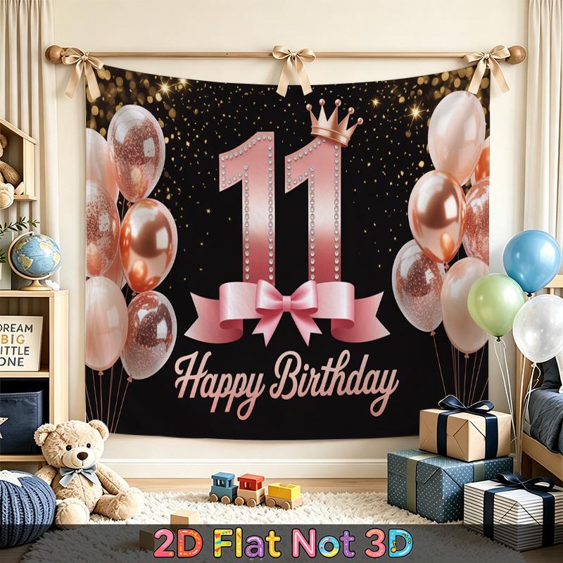 1pc Birthday Rose Number Elegant Party Banner Red