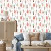 Ethnic Pattern Wallpaper Beige, Light Gray and Coral 50x1000