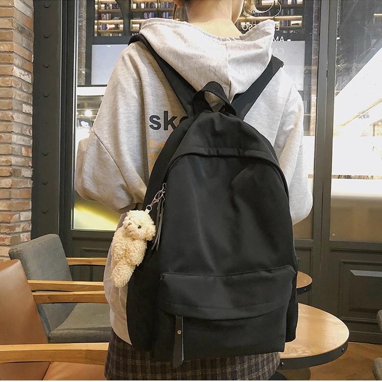 Schoolbag Japanese men's schoolbag Korean version of simple and versatile solid color student schoolbag unprinted junior high school student Mori in