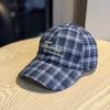 New autumn and winter fashion color-block plaid baseball cap for women, casual versatile outdoor cap that makes the face look smaller, vintage style