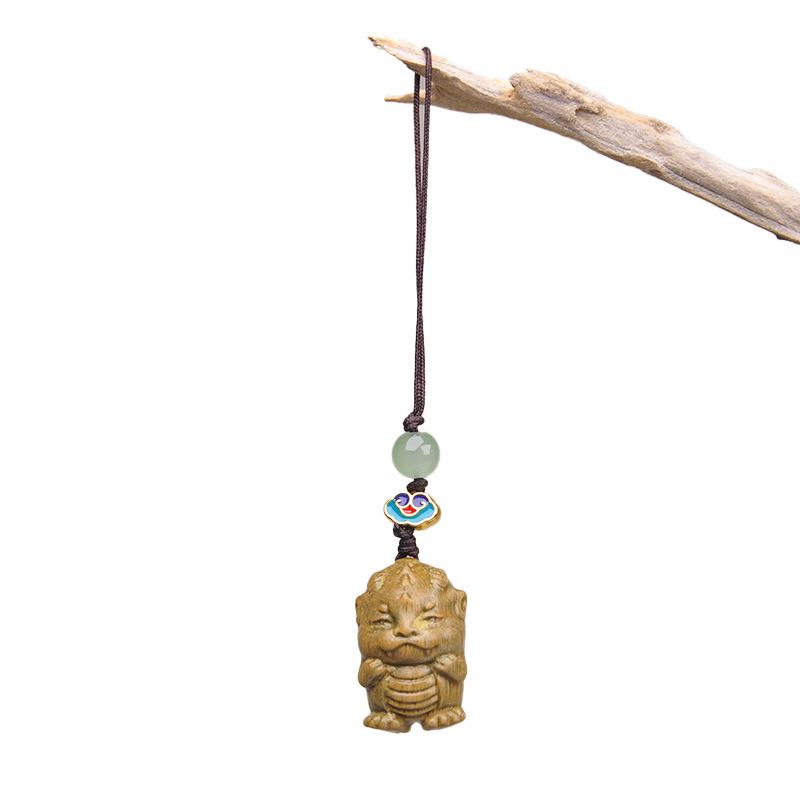 Подвеска со знаком зодиака из зеленого сандала: Резная деревянная цепочка для телефона и брелок-шарм