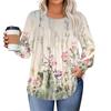 Womens Plus Size Tops Long Sleeve Shirts Round Neck Flowy Tunic Casual Loose Blouse L-5X
