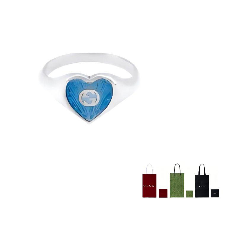 GUCCI Ring With Interlocking G Enamel Heart 645544-J8410-8183