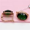 Серьги из фиолетового золота 585 пробы с зеленым камнем-кабошоном – Женские модные украшения в стиле легкой роскоши с золотым покрытием.
