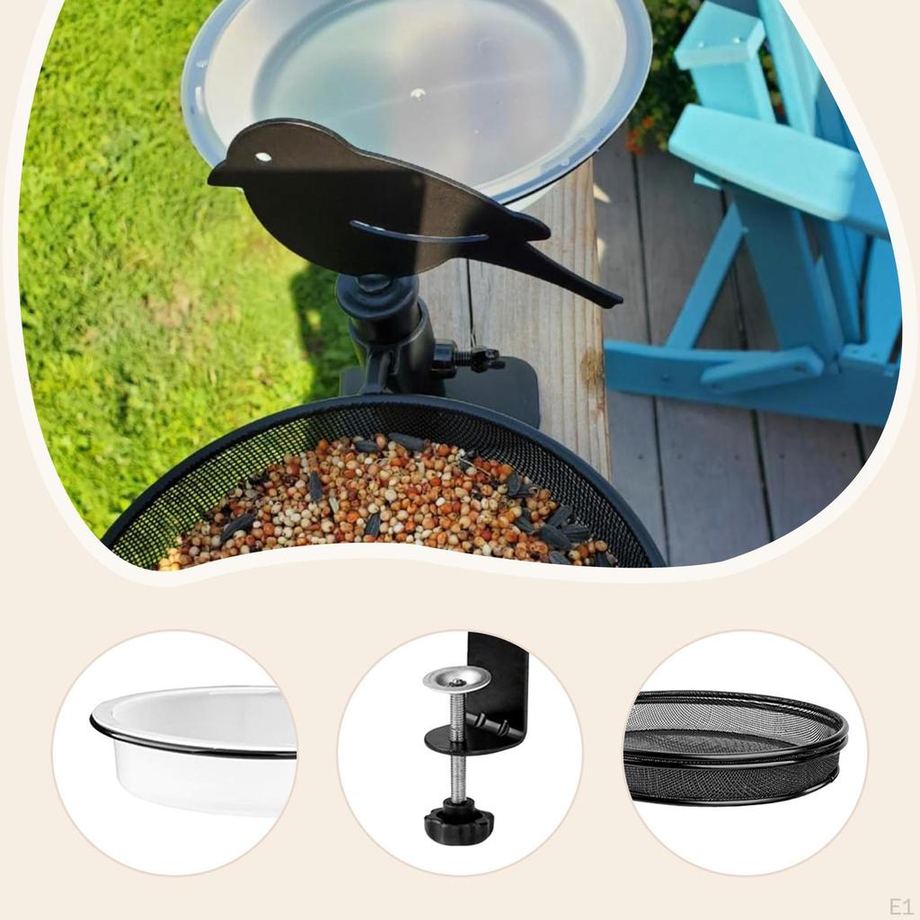 Deck Mounting Bird Feeder Detachable Versatile Easily Install Accessory with Steel Mesh Tray & Water