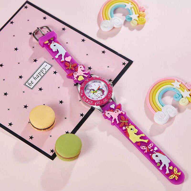 Unicorn Cartoon Children's Quartz Waterproof Watch for Primary School Boys and Girls