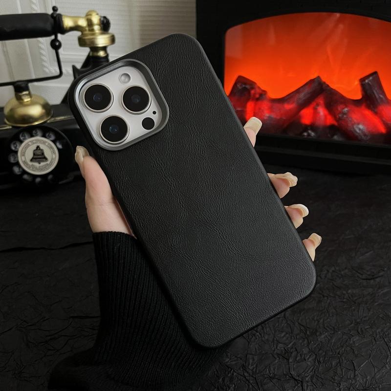Винтажный кожаный чехол для телефона Magsafe Slim для iPhone 16 Pro Max 15 Pro 14 13 однотонный ударопрочный жесткий чехол-бампер из поликарбоната с магнитом