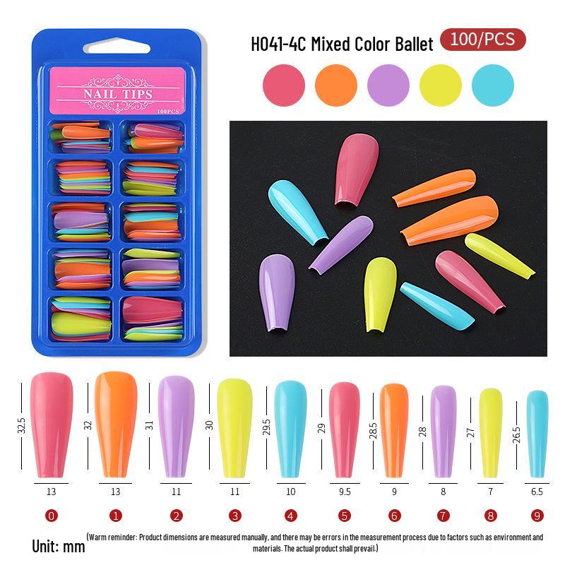 Long-Length Ballet Blue False Nail Stickers – Full Cover Nail Art Patches