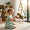Parrot Wooden Swing, Peony Budgie Climbing And Sharpening Toy, -bitewood Rattan Hanging Ring Interactive Play.