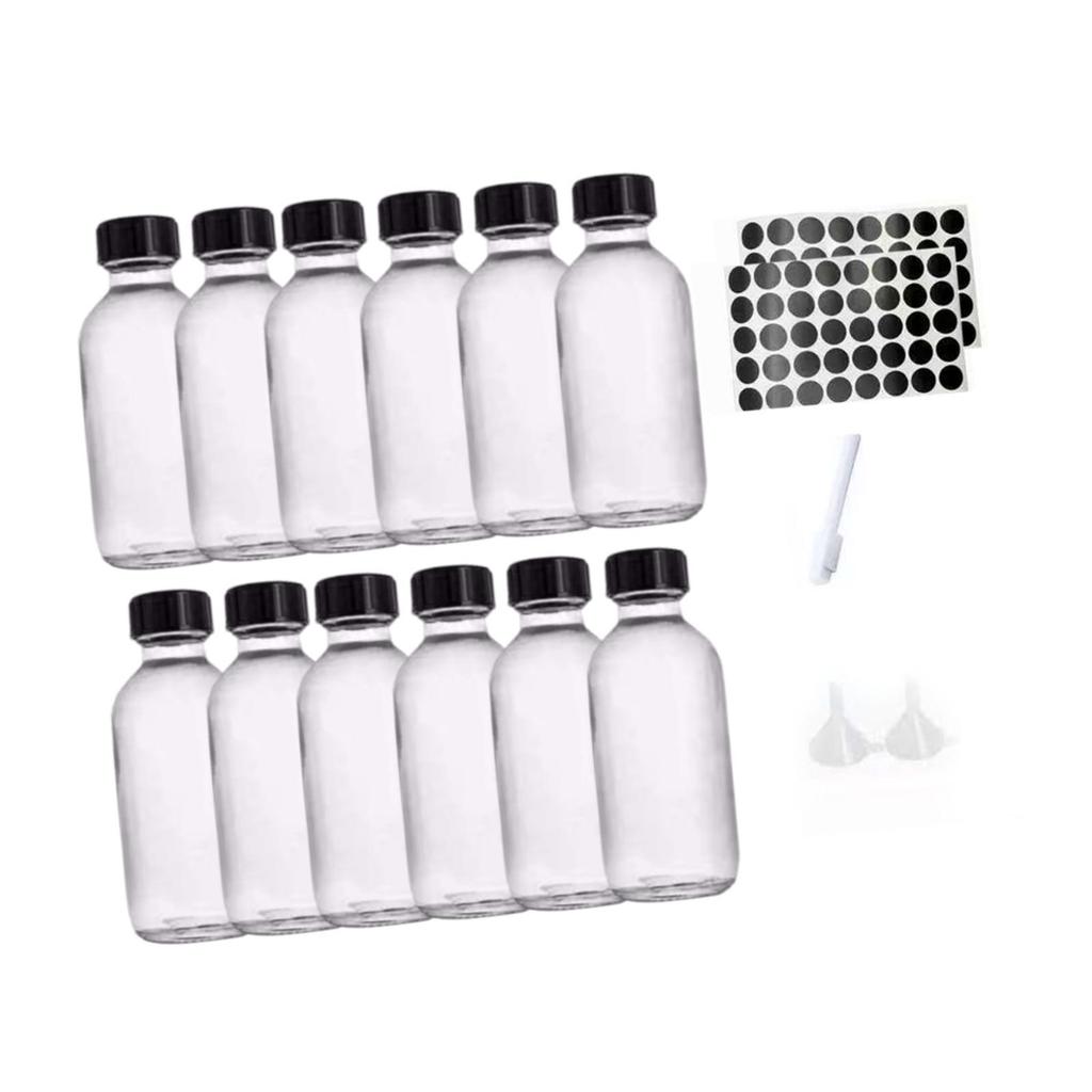 12 Pieces Glass Bottle Empty Mini Bottles Vials Container with Lids Leakproof Cap