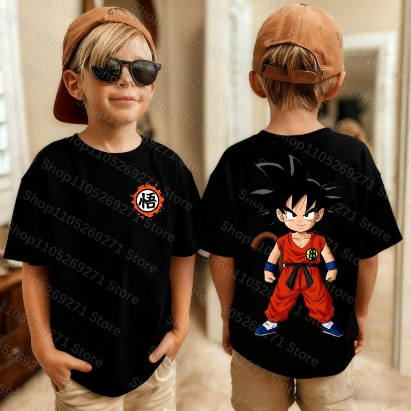 Детская футболка Dragon Ball Сон Гоку Милый Мультяшный Модный Принт Летняя Хлопковая Для Мальчиков и Девочек Свободная С Коротким Рукавом Одежда Подарки