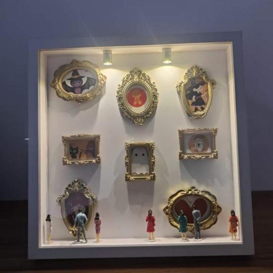 DIY Mini Museum Silhouette Box with Light Custom Photo Memory Display Case Personalized DIY Shadow Box Frame Kit with Mini Frames for Anniversary Home