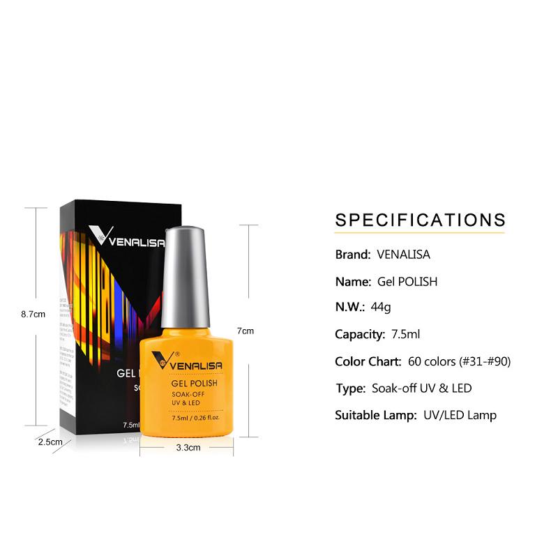 Venalisa 7,5 мл цветной гель-лак для ногтей, замачиваемый УФ-светодиодный лак, долговечный лак для дизайна ногтей с бумажной коробкой