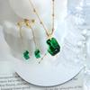 No Fading Trend Peacock Emerald Zircon Pendant Necklace Earrings Jewelry Set P573-F334