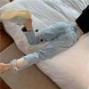 Модные рваные джинсы 2023 оверсайз для женщин и прямые брюки с высокой талией