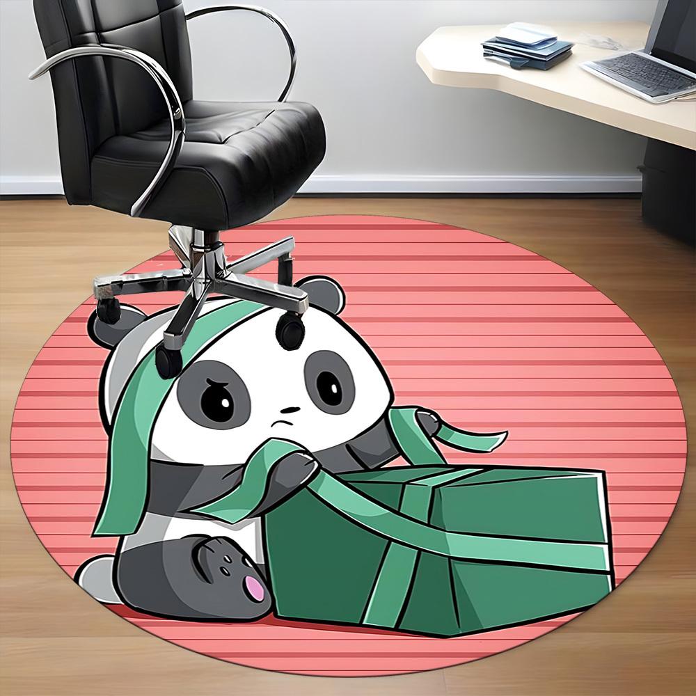 1pc Panda Package Office Round Area Rug, Indoor Mat Suitable For Office, Under Office Chairs Bedroom Living Room Home Decor, Room Deco, 071