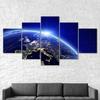 Outer Space Earth View Canvas 5 Piece Five Panel Wall Print Modern Art Poster Picture Home Decor Gift For Him Her