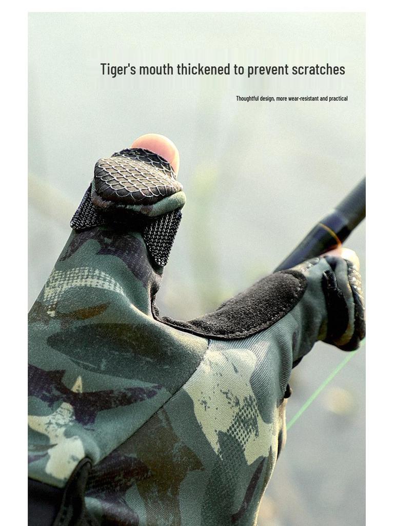 Осенне-зимние нескользящие рыболовные перчатки - Теплые, износостойкие, на флисовой подкладке, без пальцев, сенсорные DB68.